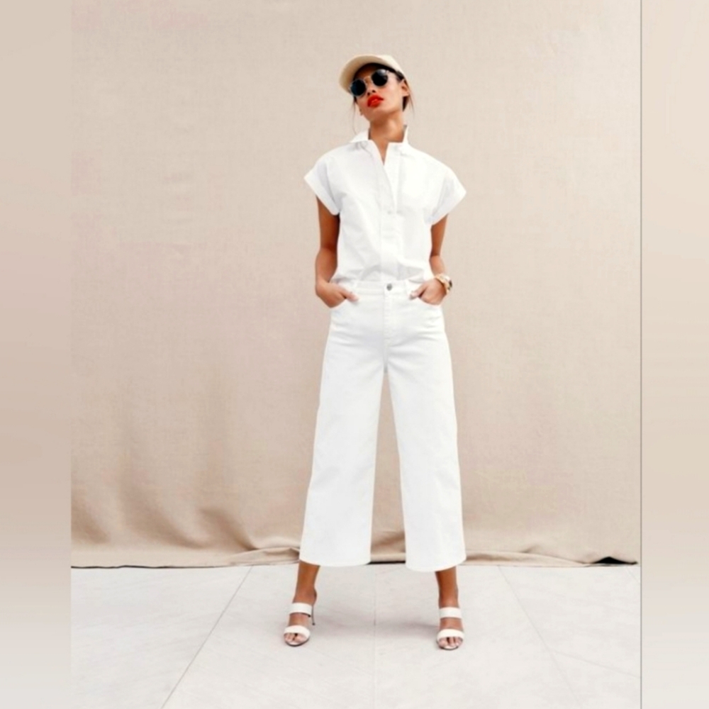 J. Crew White Wide Leg Crop Rayner Jeans